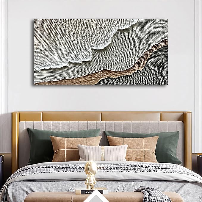 NANKAI Thick Texture Abstract Oil Painting Hand-Painted Beach Wave Landscape - Image 7