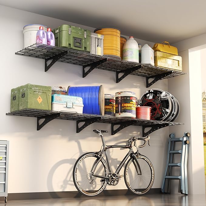 Heavy Duty Garage Wall Shelving, 2x6ft Wall Mounted Storage Shelves - Image 2