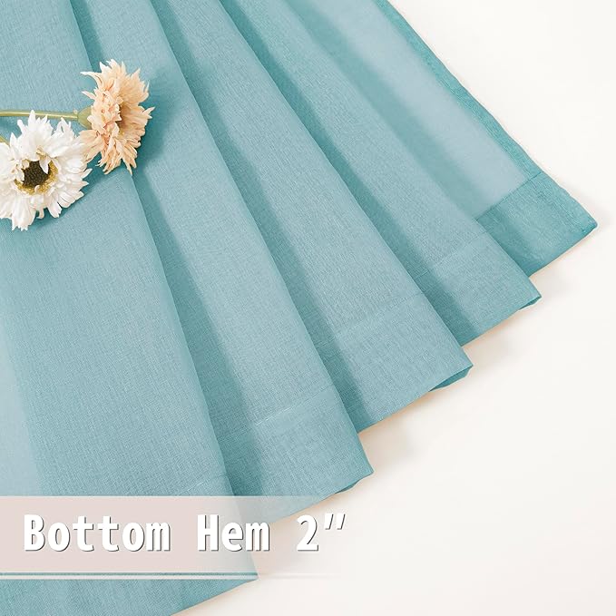 Tollpiz Sheer Door Curtains Closet Linen Textured Curtain Sheers Doorway Light - Image 7