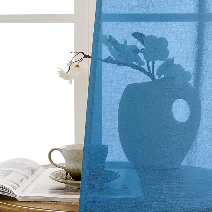 Tollpiz Sheer Curtains Closet Linen Textured Curtain Sheers Doorway Light - Image 9