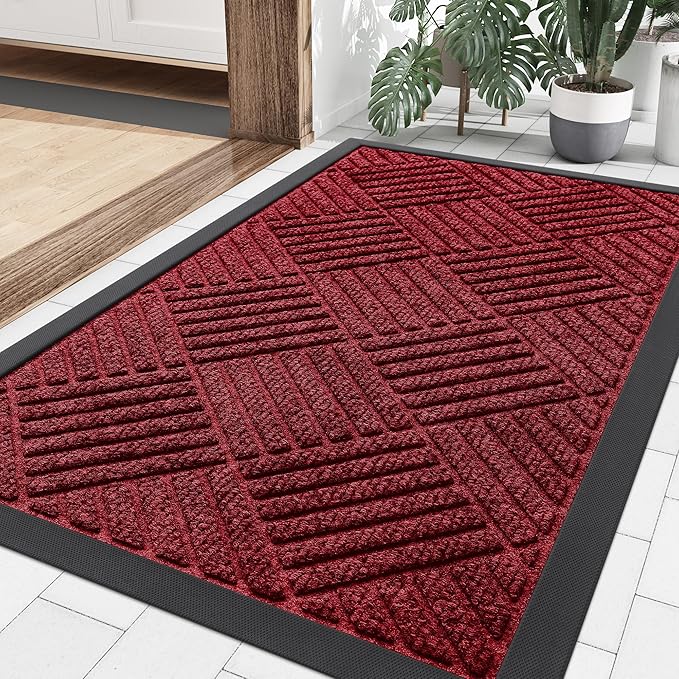 Smiry Front Door Mat Outside Entrance, Heavy Duty Outdoor Indoor Natural Rubber by Smiry
