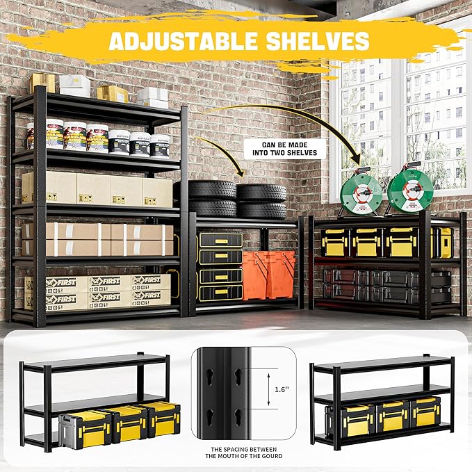 Garage Shelving, Thickened 72" Storage Shelves Heavy Duty Shelving Units and - Image 5