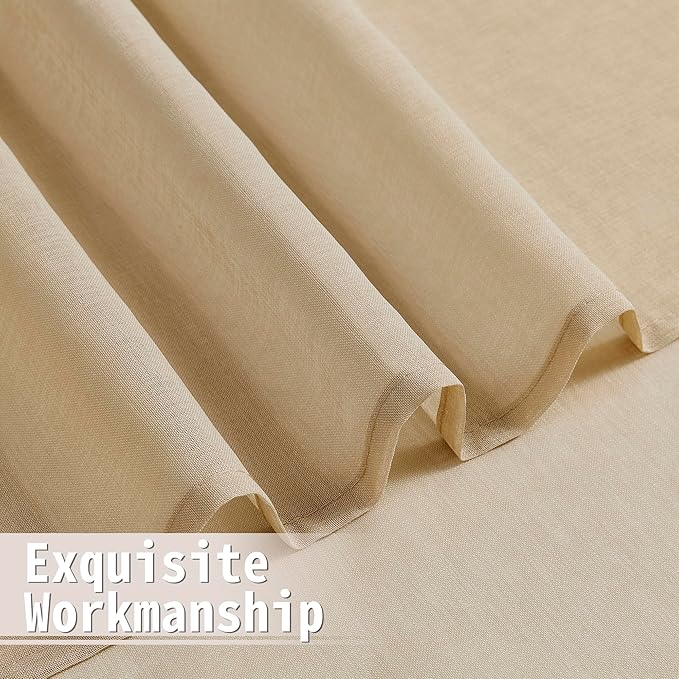 Tollpiz Sheer Door Curtains Closet Linen Textured Curtain Sheers Doorway Light - Image 8
