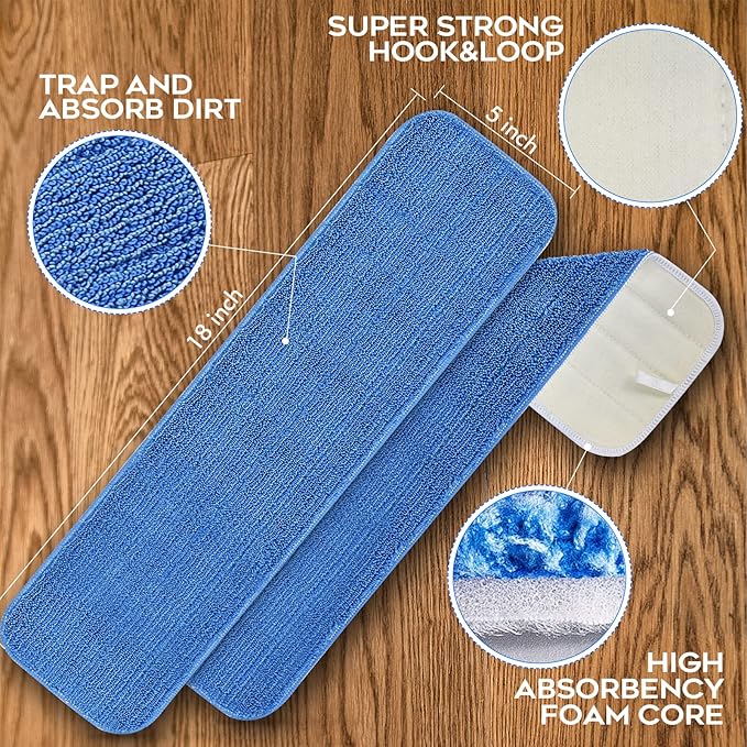 Matthew 18'' 36Pcs Microfiber Spray Mop Replacement Pads Heads - Image 3