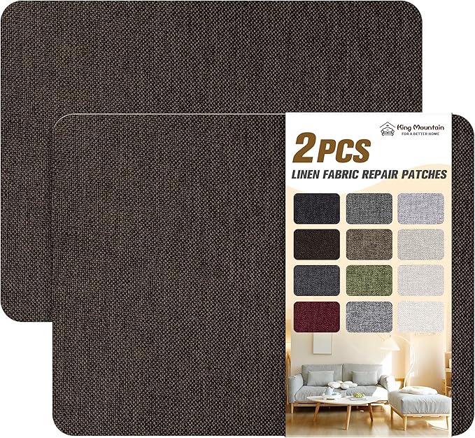 KING MOUNTAIN Coarse Linen Repair Patches, Self-Adhesive Linen Fabric Patches by ForABetterHomeLife