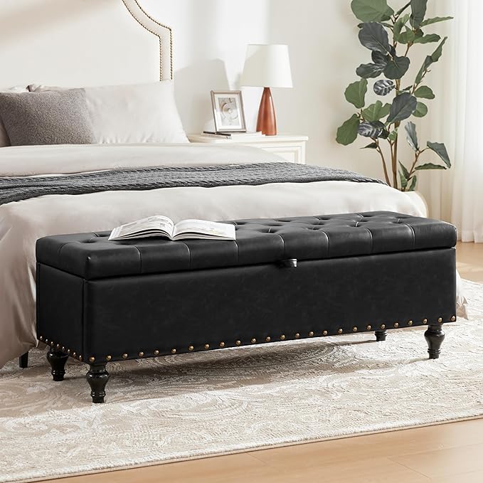 51.8’’ Storage Ottoman Bench, Faux Leather Ottoman - Image 8