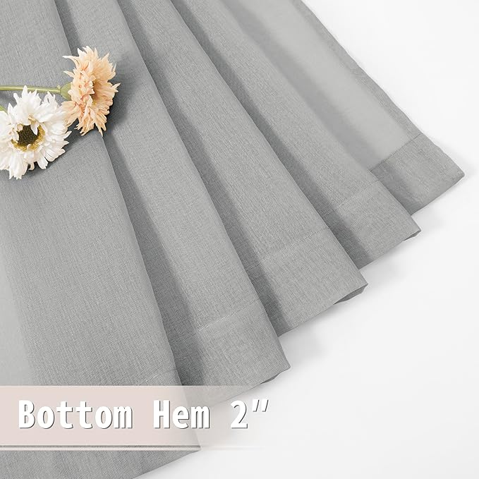 Tollpiz Sheer Door Curtain Closet Linen Textured Curtains Sheer Doorway Light - Image 7