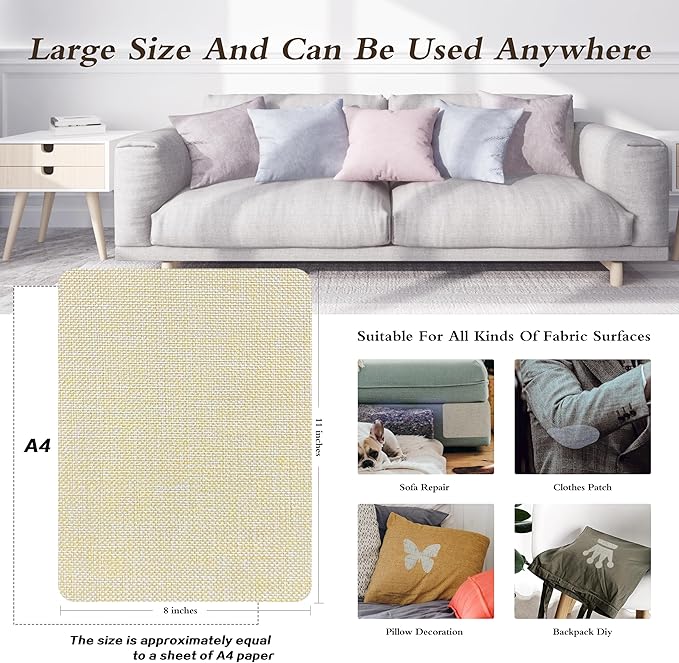 Coarse Linen Repair Patches, Self-Adhesive Linen Fabric Patches, 8X11 inch - Image 4