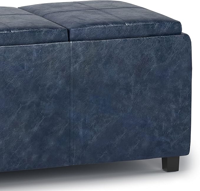 SIMPLIHOME Avalon 42 inch Wide Contemporary Rectangle Storage Ottoman in Denim - Image 9
