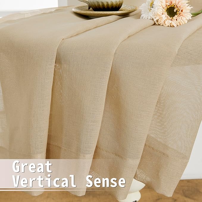 Tollpiz Sheer Door Curtains Closet Linen Textured Curtain Sheers Doorway Light - Image 6