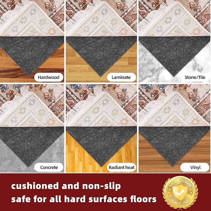 BAGAIL Felt and Natural Rubber Backing Rug Pads 1/4” Thick, 2 x 3 Ft Non Slip - Image 6