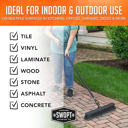 SWOPT 24” Standard Multi-Surface Push Broom Head — Indoor and Outdoor Push - Image 9