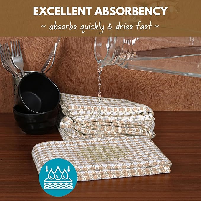 Native Fab Gingham Check Kitchen Dish Towels 16"x26" Set of 12-100% Cotton Mini - Image 2