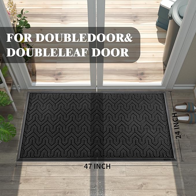 Yimobra Large Door Mat Outside Entrance 47x24, Waterproof Heavy Duty Outdoor - Image 2