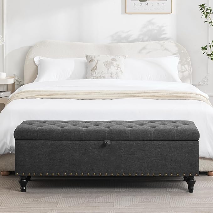 50" Storage Ottoman Bench, Tufted Ottoman - Image 7