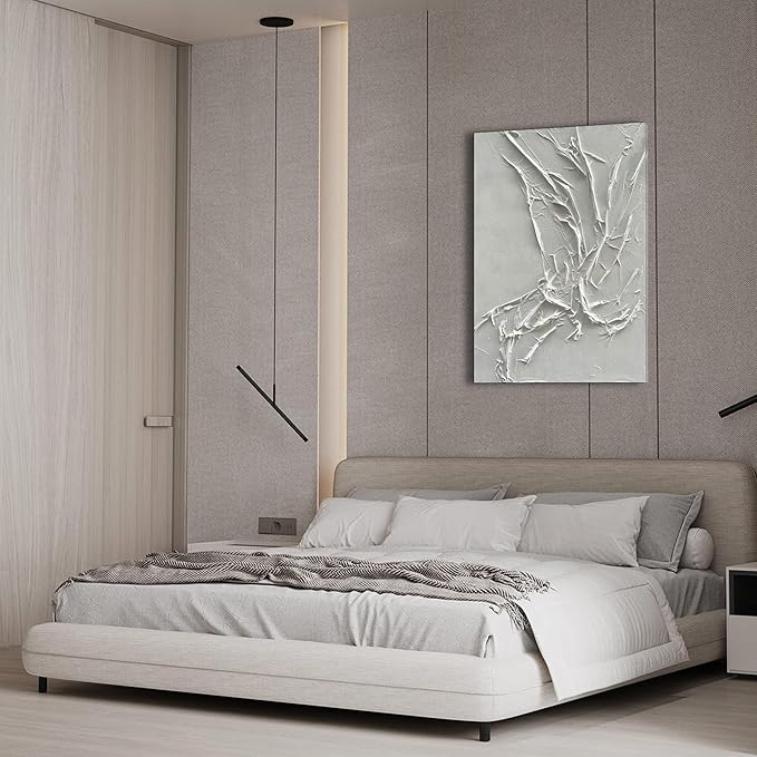 NANKAI Hand-Painted White Texture Abstract Art Painting Minimalist Art Home - Image 4