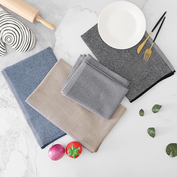 Homaxy Premium Kitchen Towels, Large Cotton Kitchen Hand Towels, Flat and Terry - Image 5