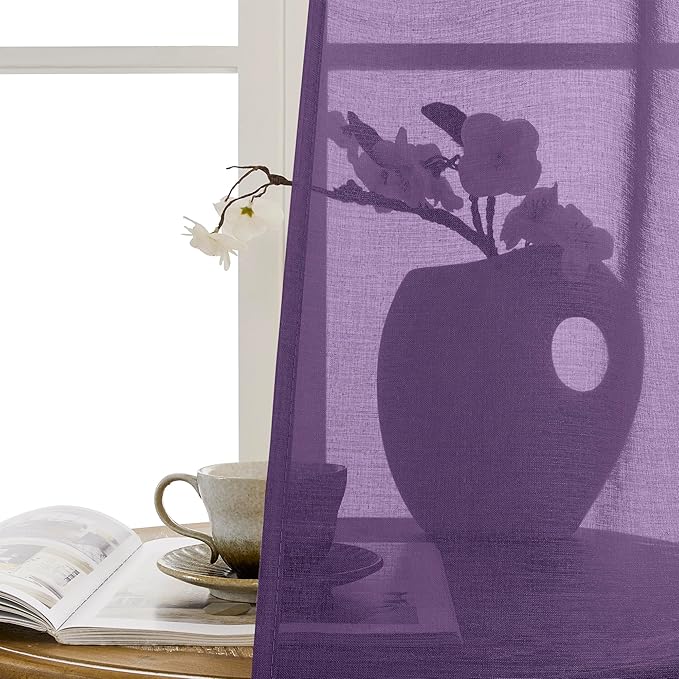 Tollpiz Small Sheer Door Curtain Closet Linen Textured Curtain Sheers Doorway - Image 9