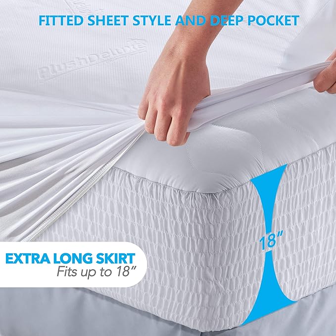PlushDeluxe Premium Bamboo Mattress Protector – Twin XL Size, Waterproof - Image 3