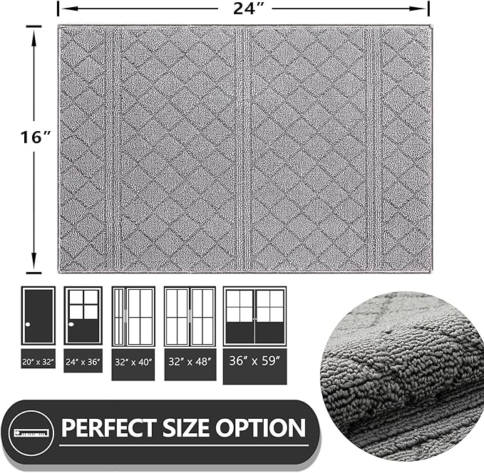 REFETONE Indoor Doormat, Front Back Door Mat 16"x24" Absorbent Rubber Backing - Image 2