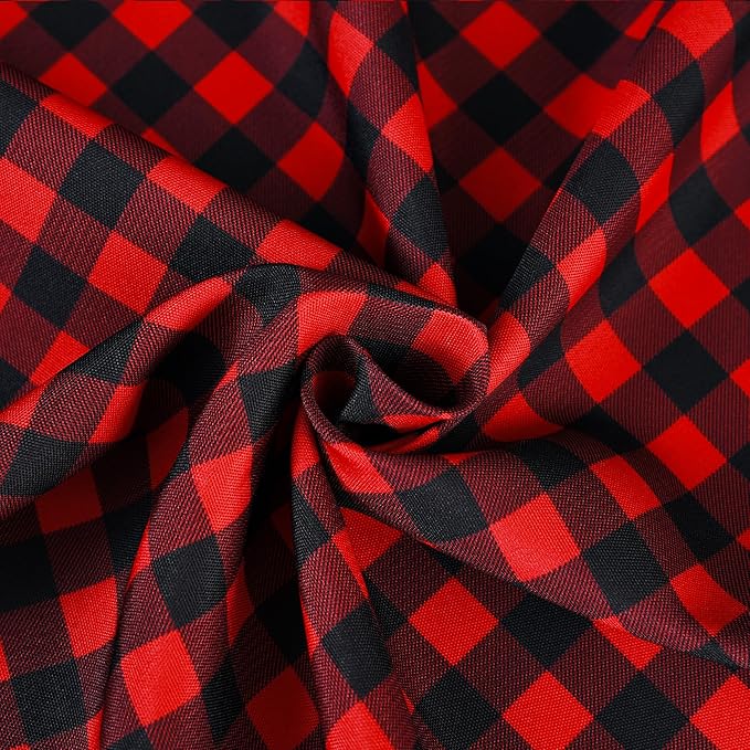 Red Waterproof Plaid Christmas Tablecloth Fabric - Image 9