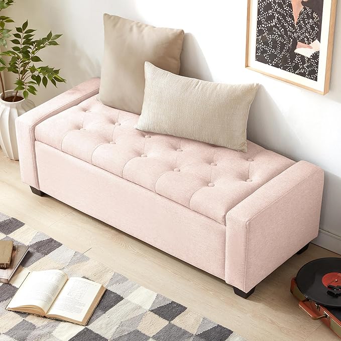 48" Ottoman with Storage, Upholstered Entryway Bench with Seating - Image 5