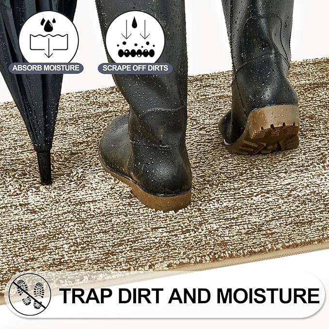 REFETONE Indoor Doormat, Front Door Mat 32"x40" Absorbent Rubber Backing Non - Image 3