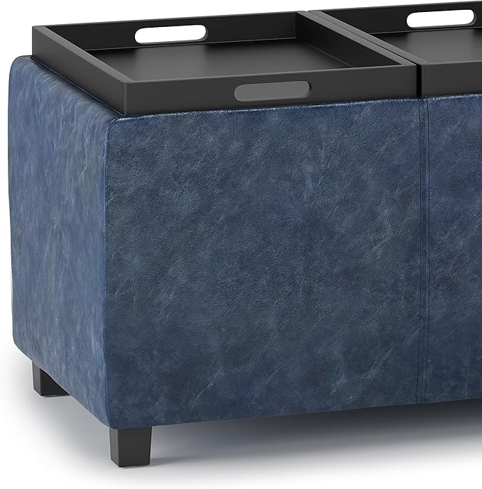 SIMPLIHOME Avalon 42 inch Wide Contemporary Rectangle Storage Ottoman in Denim - Image 8