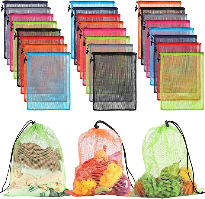 iMucci 13"X15.5" 24Pcs Mesh Laundry Drawstring Bag Nylon Drawstring Gym Bag by DancingaColorfulLifeinSpiritualWorld