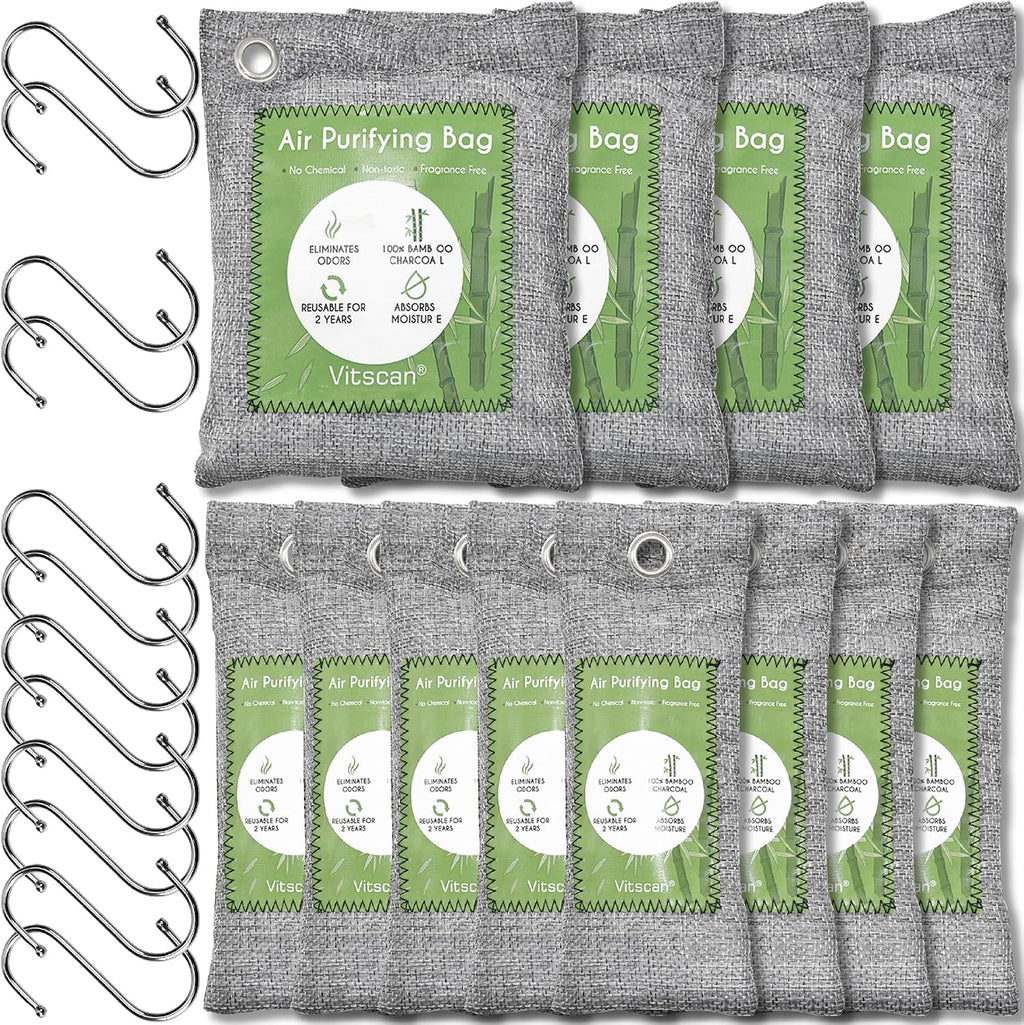 Bamboo Charcoal Air Purifying Bag, Activated Charcoal Odor Absorber
