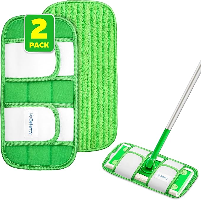 2 Pack Reusable Microfiber Mop Pads, Compatible by BEFANTY