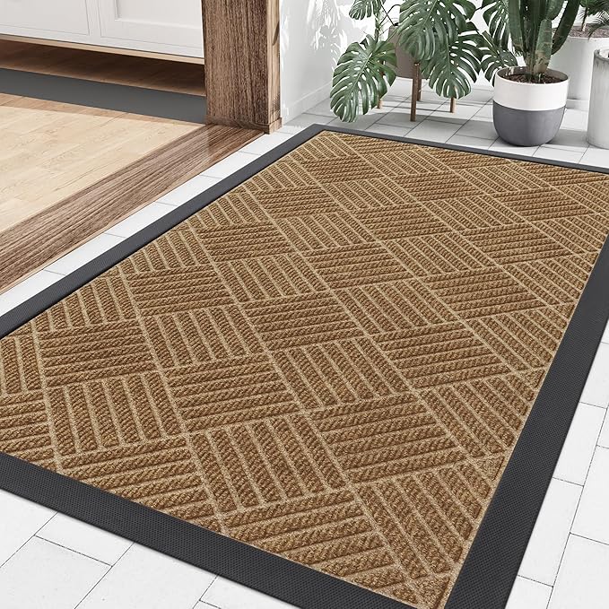 Smiry Front Door Mat Outside Entrance, Heavy Duty Outdoor Indoor Natural Rubber by Smiry