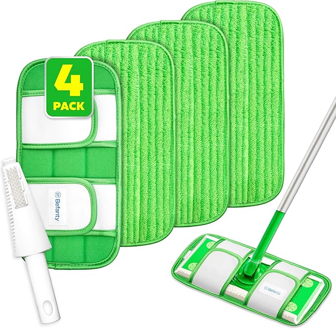 4 Pack Reusable Microfiber Mop Pads, Compatible by BEFANTY