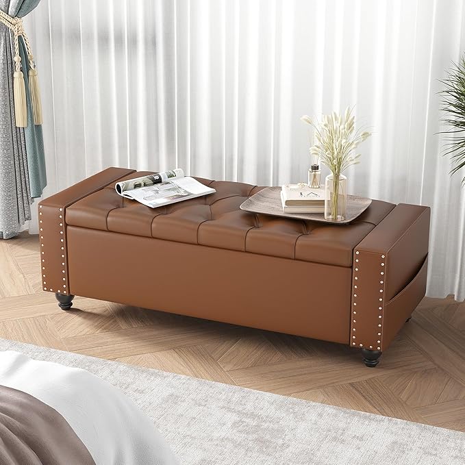 Maupvit Storage Ottoman Bench, 49 Inch Bedroom Bench, Upholstered Ottoman - Image 6