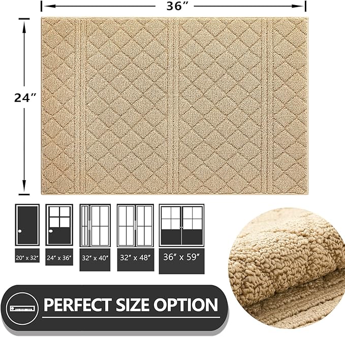 REFETONE Indoor Doormat, Front Back Door Mat 24"x36" Absorbent Rubber Backing - Image 2