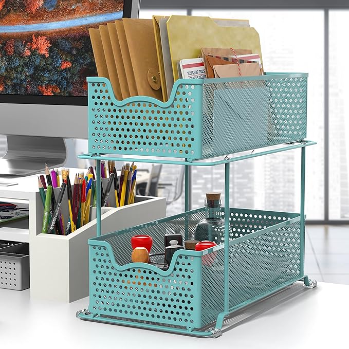 SIMPLE HOUSEWARE 2 Tier Sliding Cabinet Basket Organizer Drawer - Image 2