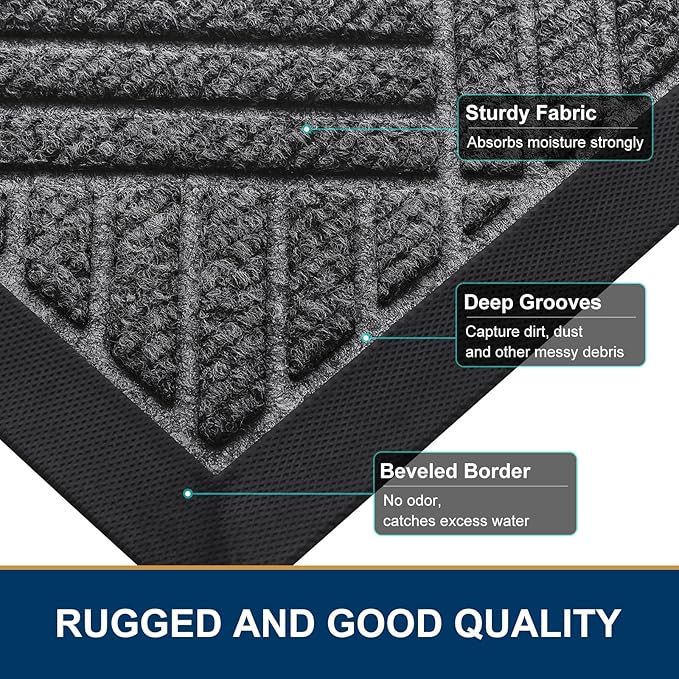 Smiry Front Door Mat Outside Entrance, Heavy Duty Outdoor Indoor Mat, Natural - Image 4