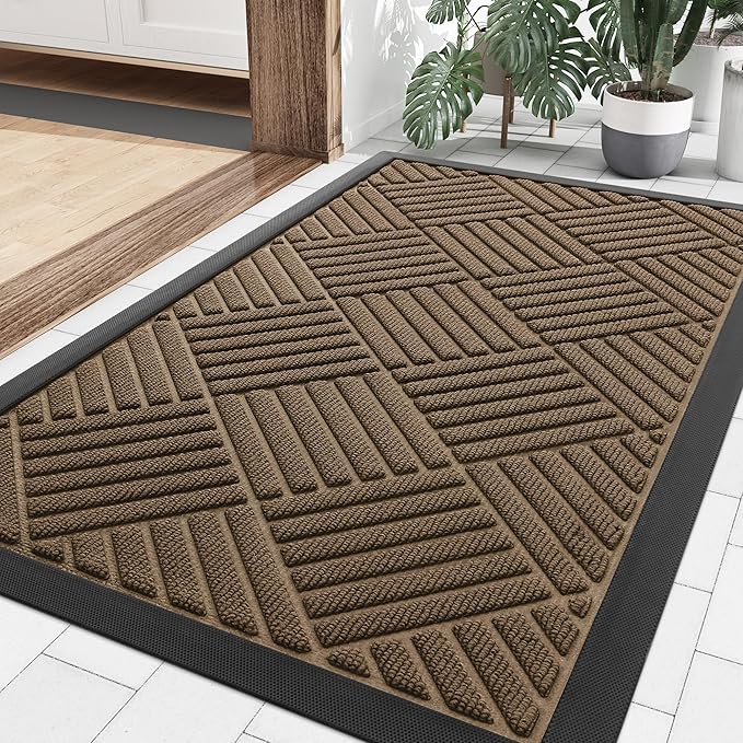 Smiry Front Door Mat Outside Entrance, Heavy Duty Outdoor Indoor Natural Rubber by Smiry