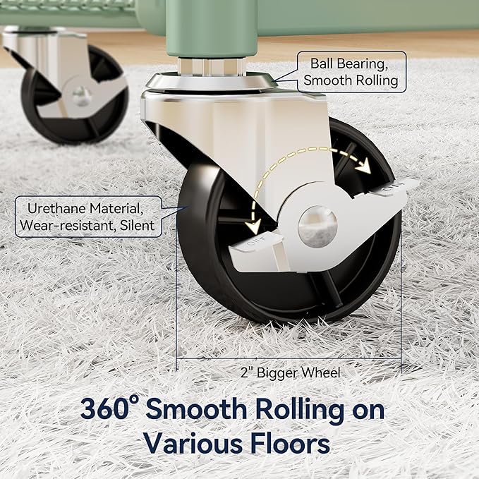 YASONIC 3 Tier Rolling Cart – Metal Utility Storage Cart - Image 7