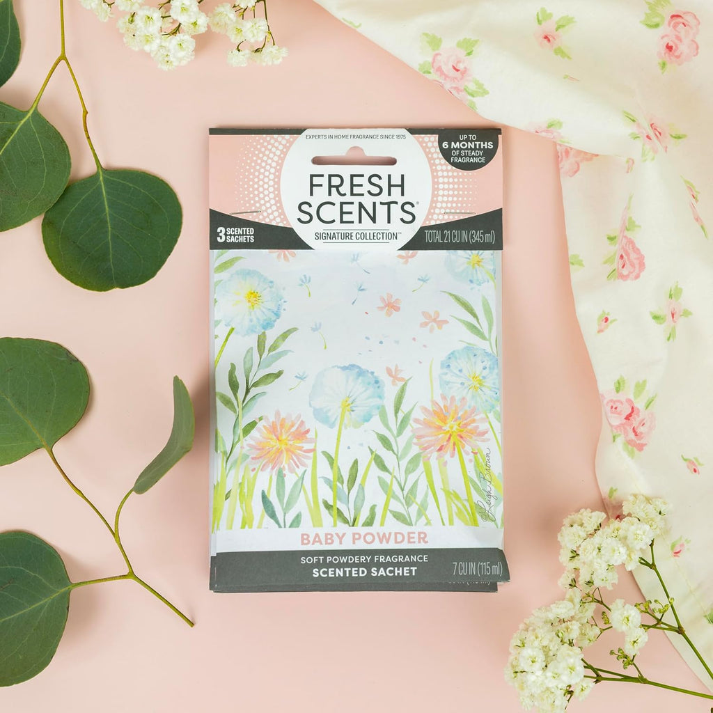Fresh Scents Baby Powder Scented Sachets 6 Pack