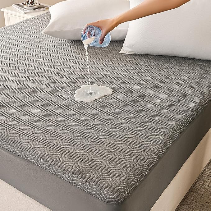 GRT Waterproof Mattress Protector King, Breathable Bamboo Charcoal Fiber by GRT