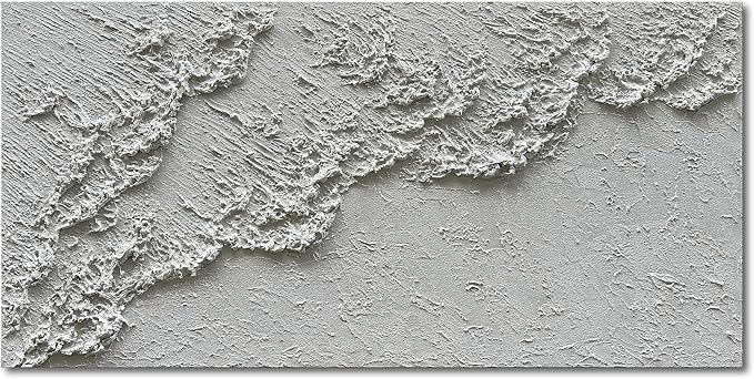 NANKAI Hand Painted White Minimalist Art Painting Ocean Waves Abstract Canvas by NANKAIOilPaintingArt