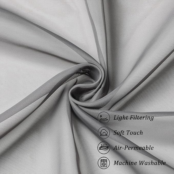 Chyhomenyc Extra Long Sheer Curtain Panels 96 Inches, Voile Top Dual Rod - Image 7