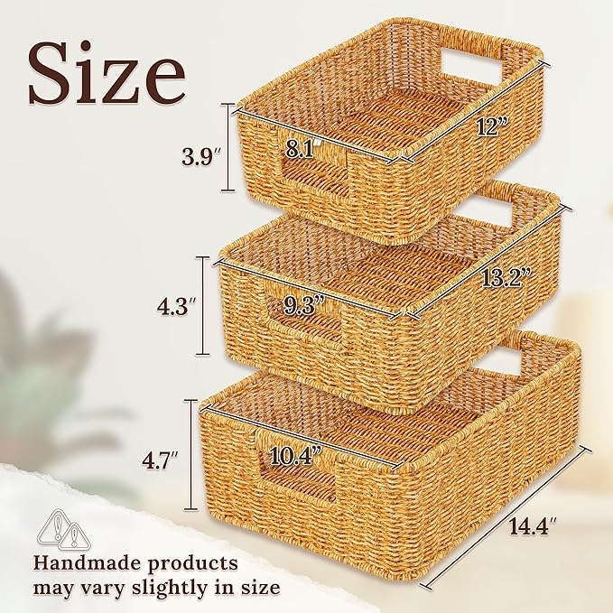 Baskets for Organizing, Undershelf Wicker Storage, Hand Woven Organizer for - Image 2