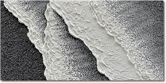 NANKAI Hand Painted black and white abstract canvas art oil painting waves by NANKAIOilPaintingArt