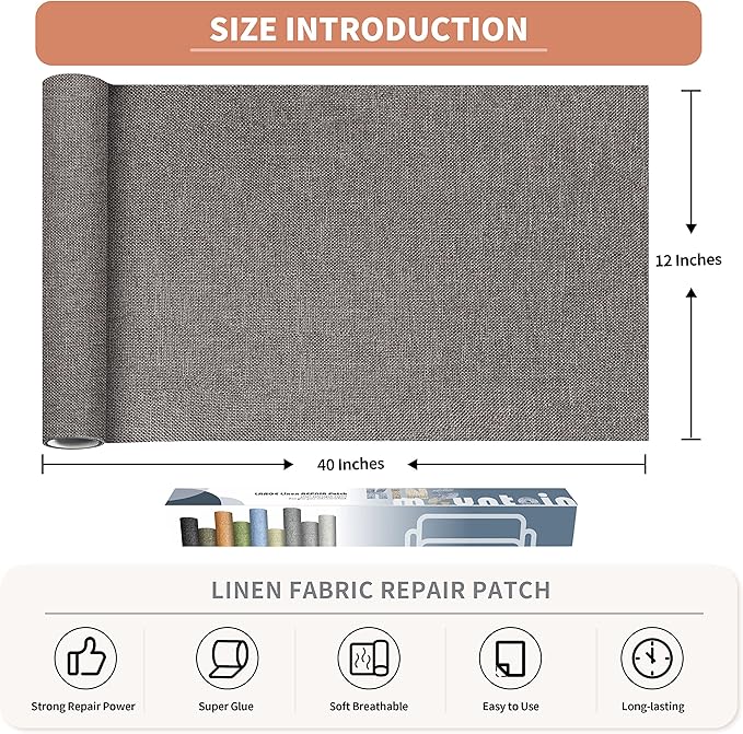 KING MOUNTAIN Fine Linen Repair Patches, Self-Adhesive Linen Fabric Patches - Image 2