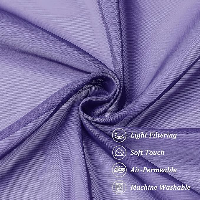 Chyhomenyc Sheer Purple Tier Curtains 24 Inch Length, Small Window Curtains - Image 8