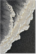NANKAI Handcrafted Thick Texture Black and White Abstract Canvas Art Ocean Wave by NANKAIOilPaintingArt