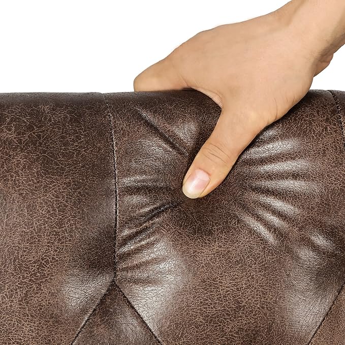 24'' Leather Ottoman with Storage Rectangle Foot Rest Ottomans Stool - Image 6