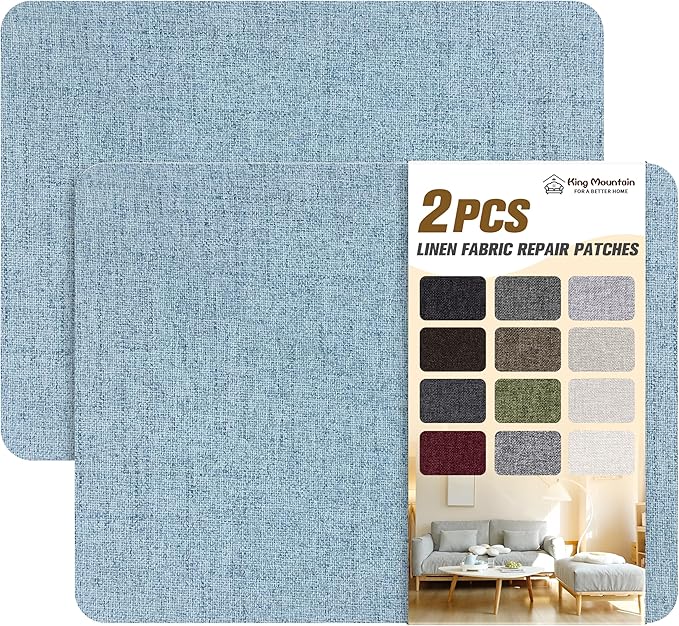 KING MOUNTAIN Fine Linen Fabric Patches, Self-Adhesive, 8x11 inch, by ForABetterHomeLife